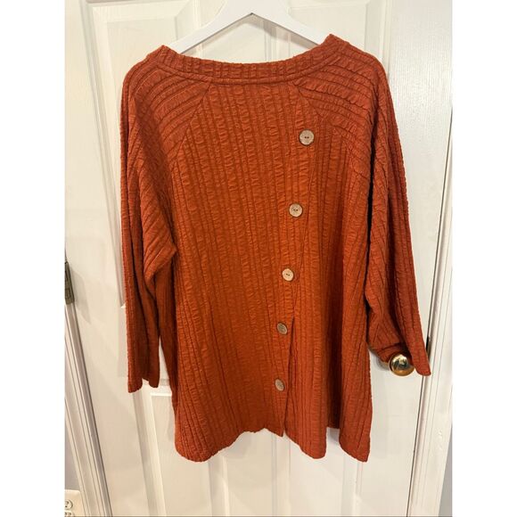 Soft Surroundings Goldie Back Button Rust Orange Tunic Top sz 3X EUC - Picture 7 of 9